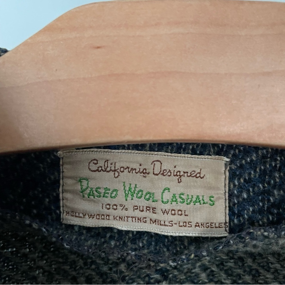 50s Vintage Paseo Wool Casuals Hollywood Knitting Mills 100% Wool Jacket Large - Picture 7 of 7